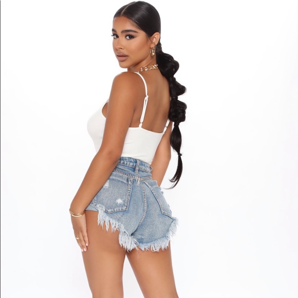 Fashion Nova faded ripped denim shorts